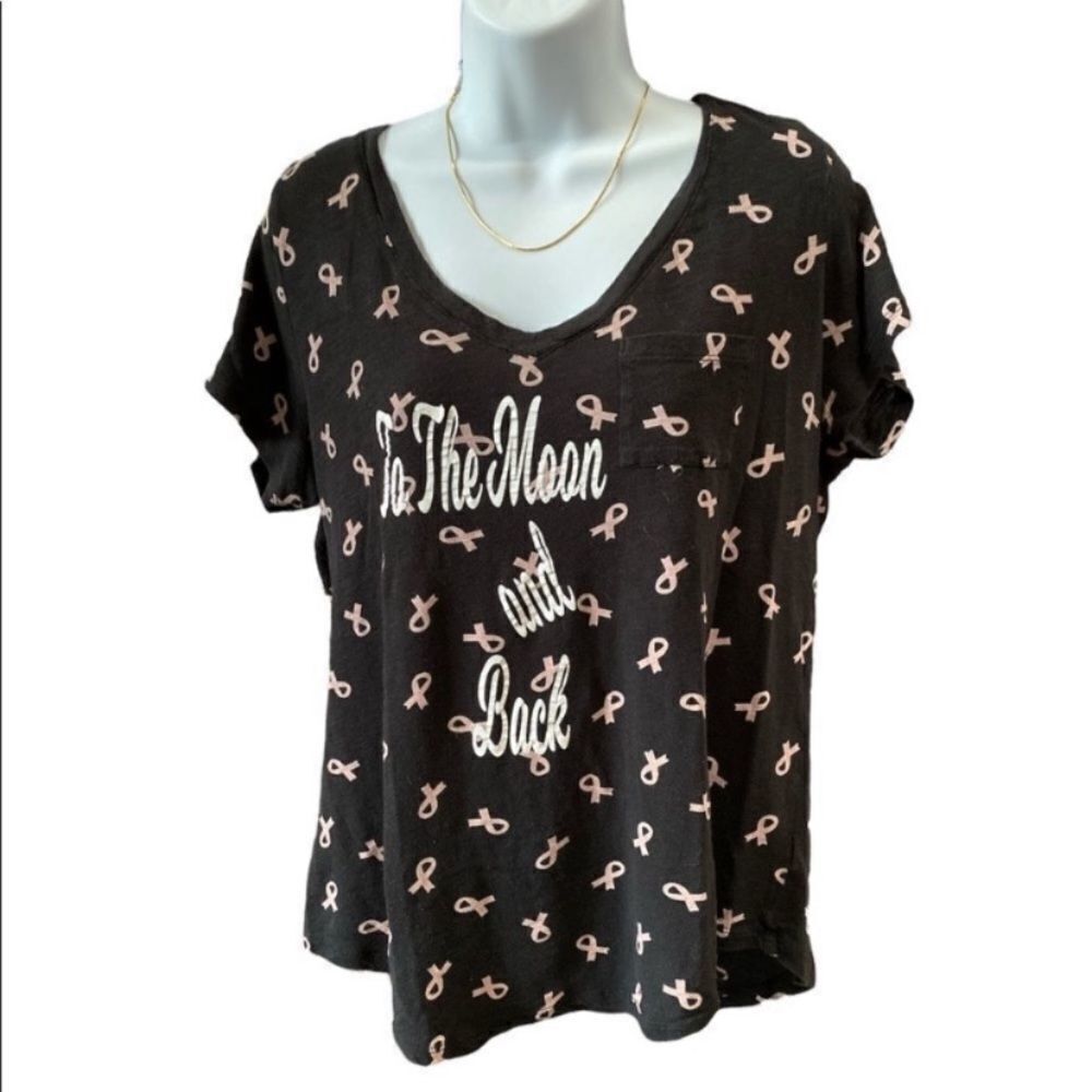 Torrid Breast Cancer Awareness Ribbons To the Moon & Back Shirt Woman’s size 0